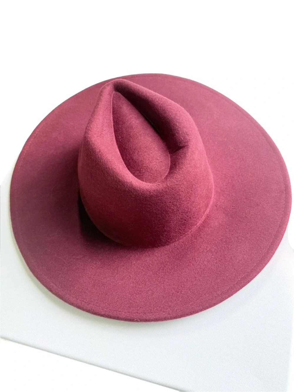 Burgundy Wool Wide‑Brim Hat – Boutique Style Fedora